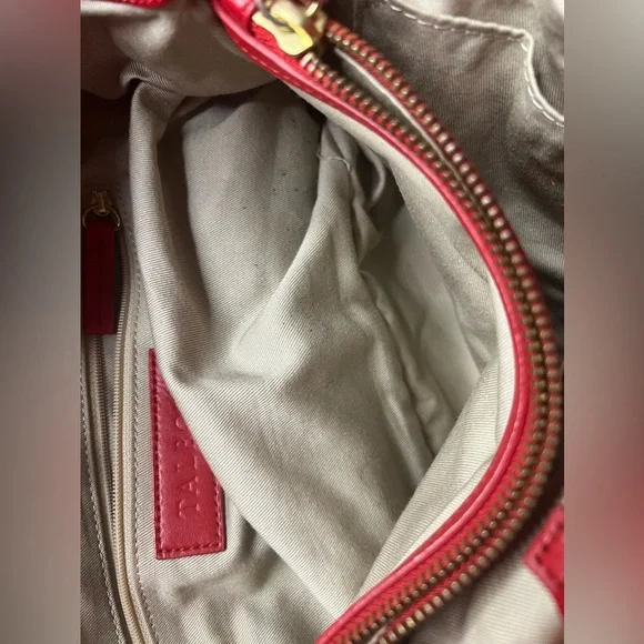 Talbots leather / nylon quilted red tote bag - Picture 11 of 16